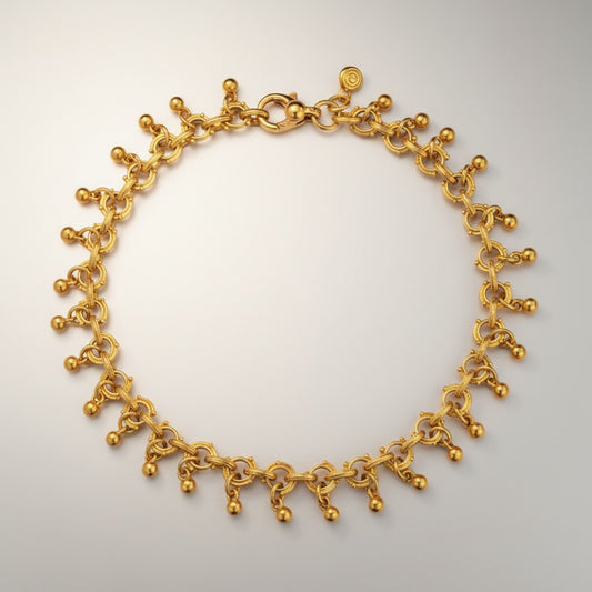 24k Gold Bell Charms Minimal Chain Link Bracelet