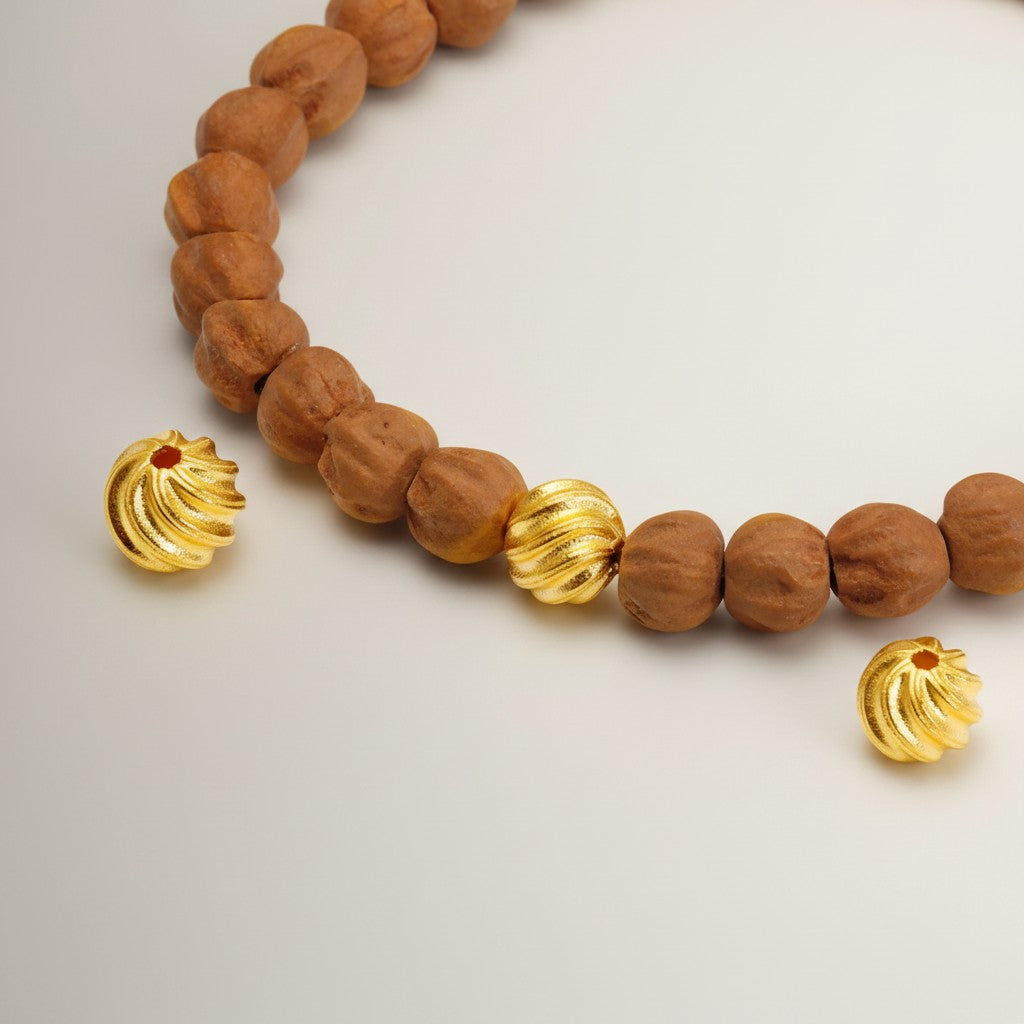 24k Gold D.I.Y Pattern Bead Charm Spacer Jewelry Making