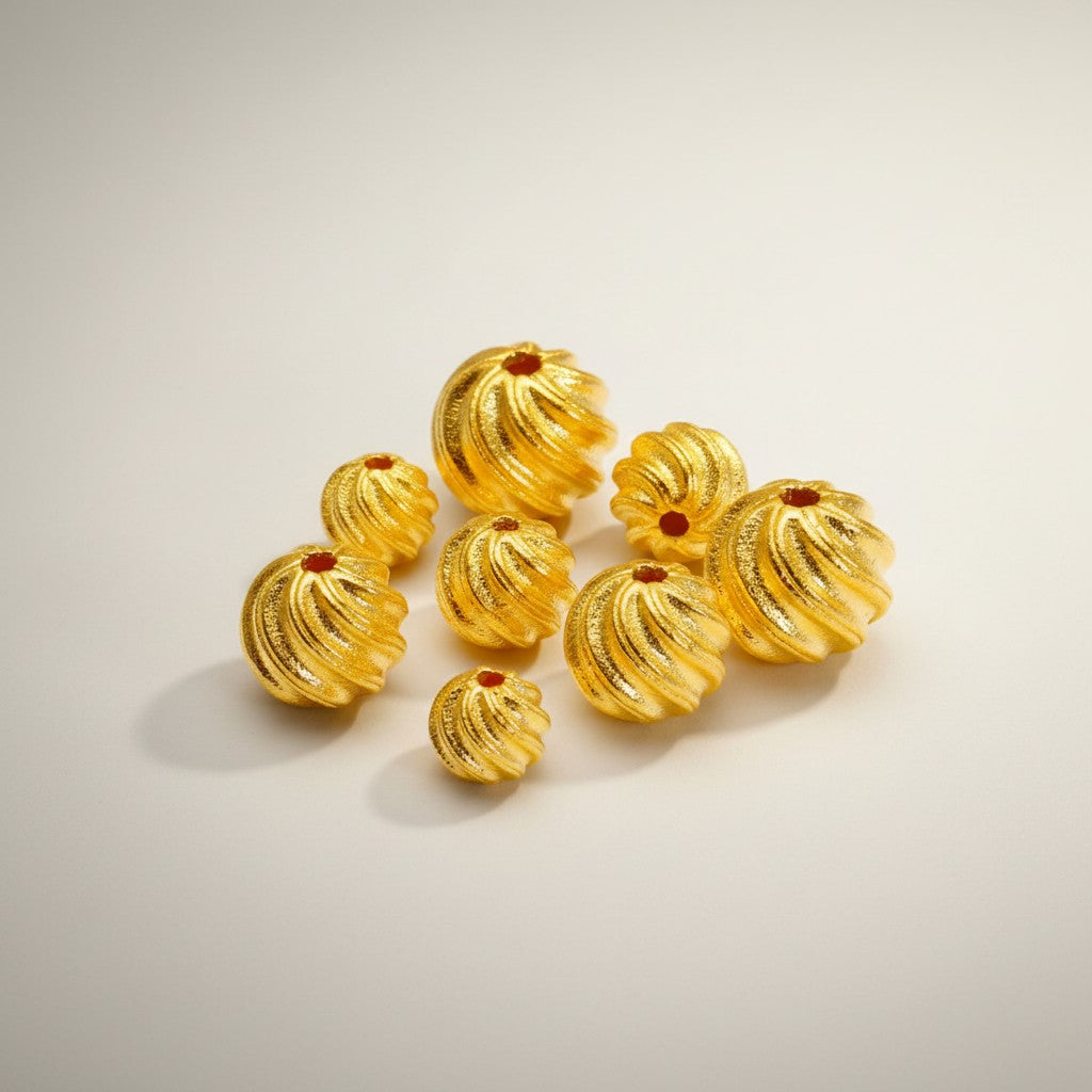 24k Gold D.I.Y Pattern Bead Charm Spacer Jewelry Making