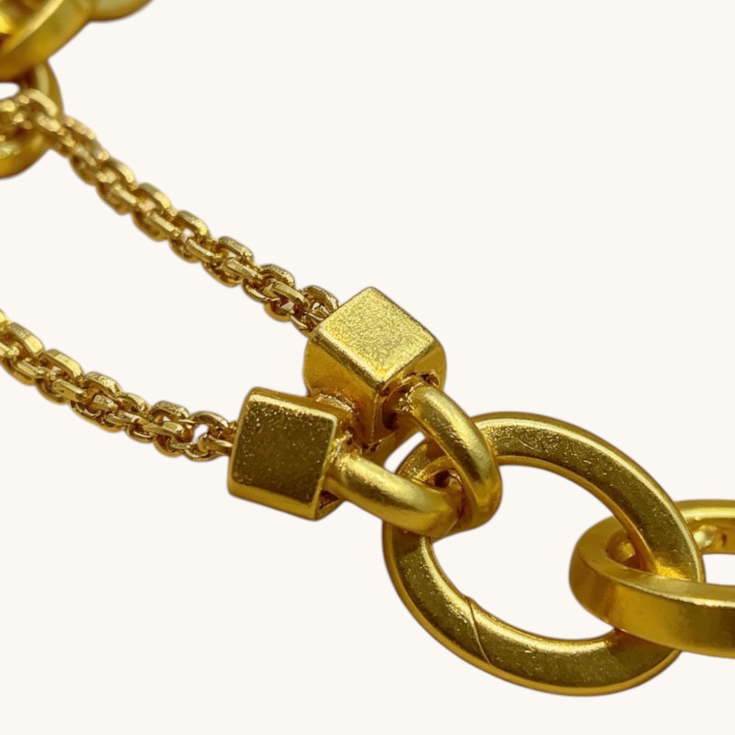 24k Gold bead Charms Minimal Chain Link Bracelet