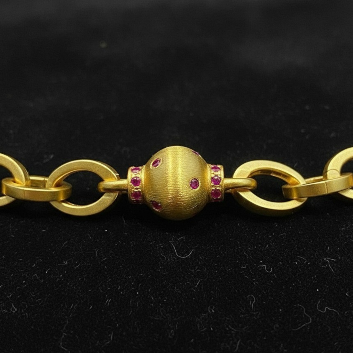 24k Gold bead Charms Minimal Chain Link Bracelet