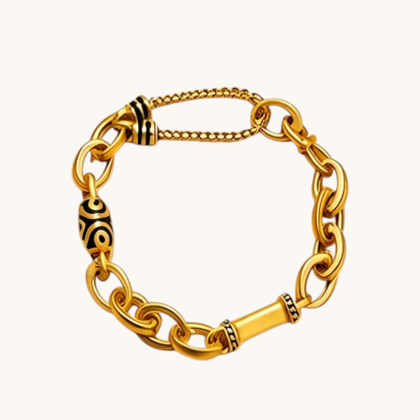 24k Gold bead Charms Minimal Chain Link Bracelet