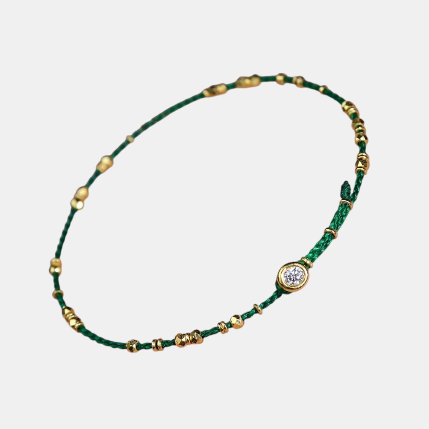 24K Gold Minimal Style Zircon Sparkling Beads Ultra-Fine Adjustable Cord Bracelet