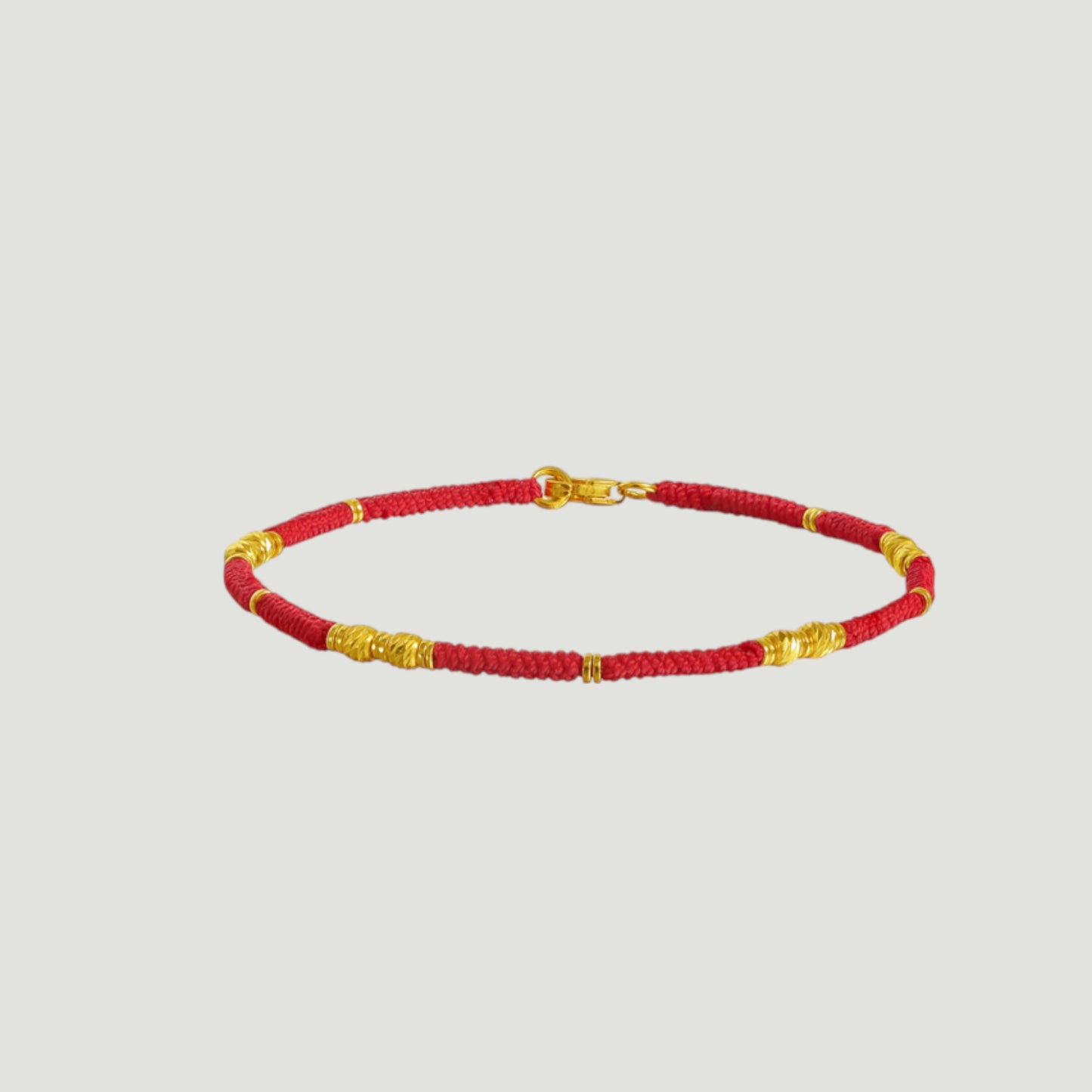 24k Gold Spacer Beads Minimal Style Lucky Braided Red String Bracelet