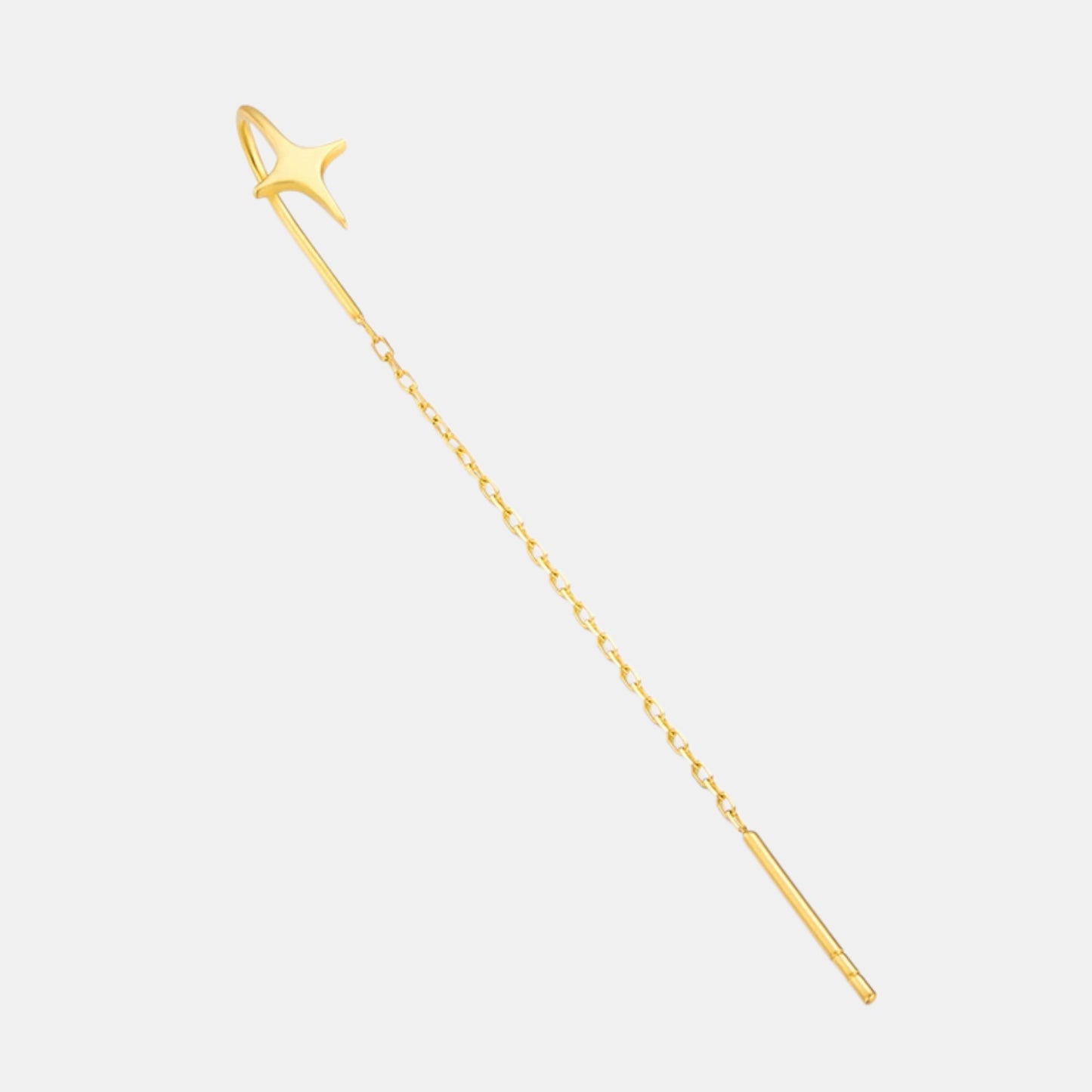 Genuine 18K Gold Star Starlight Minimal Style Threader Hoop Earrings