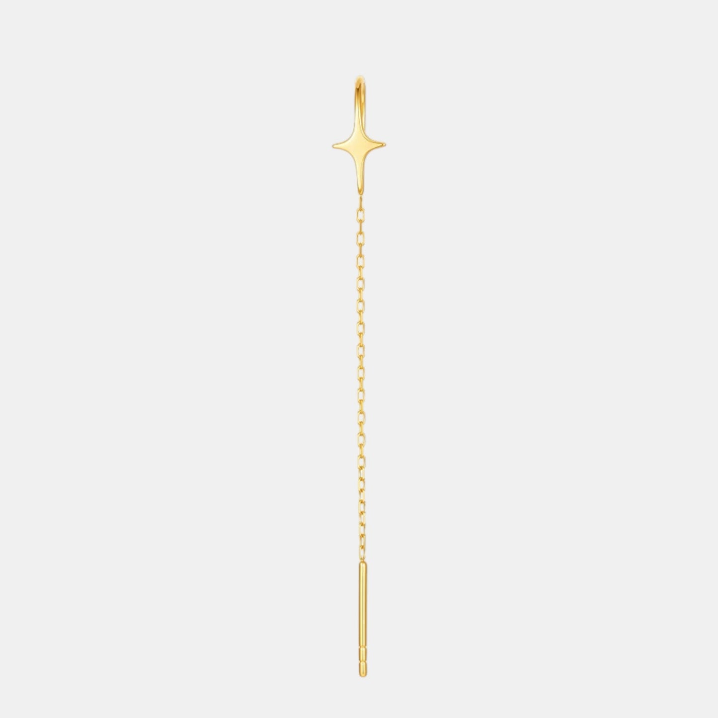 Genuine 18K Gold Star Starlight Minimal Style Threader Hoop Earrings