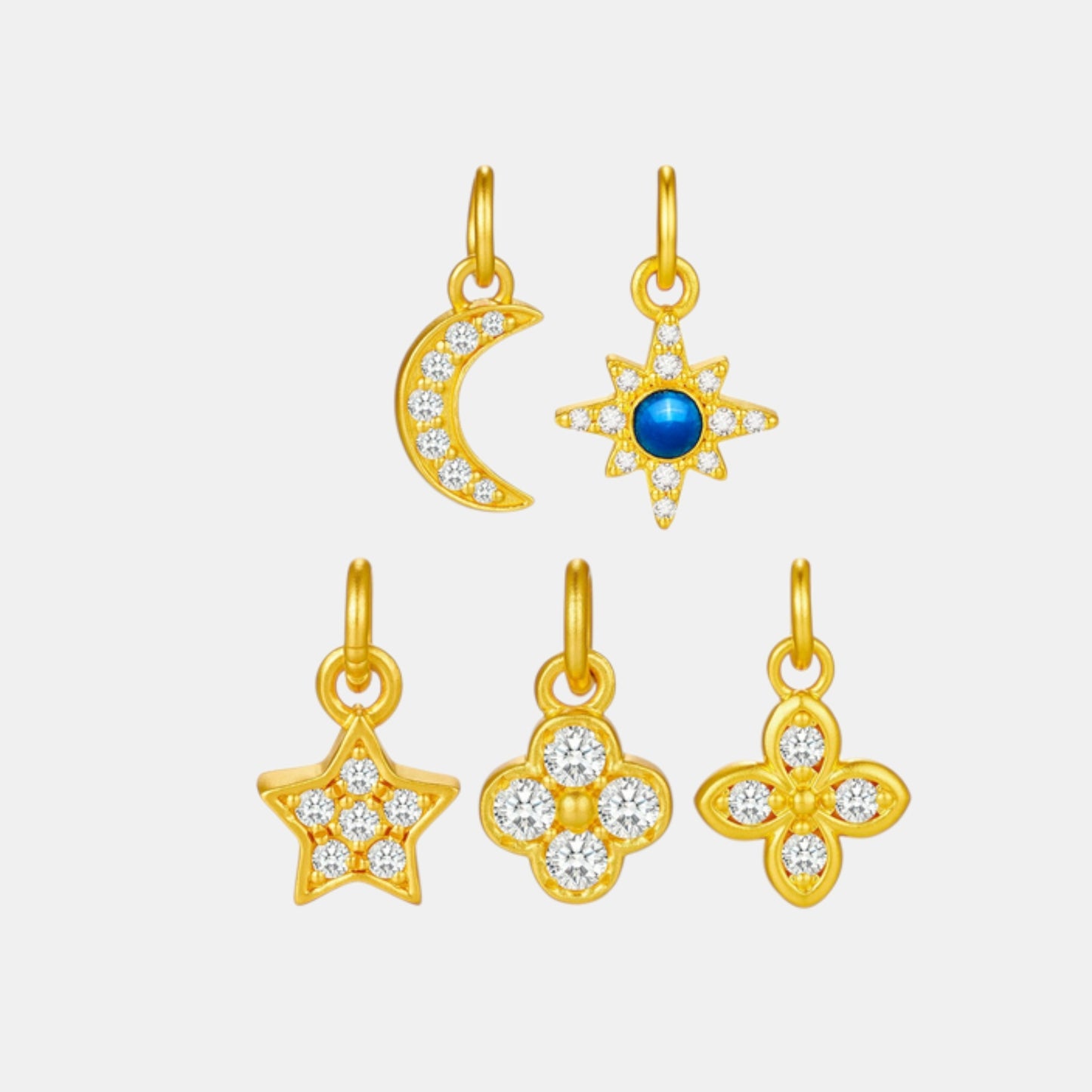 24K Gold Moissanite Star Clover Moon Multi-Style Charm D.I.Y Jewelry Making