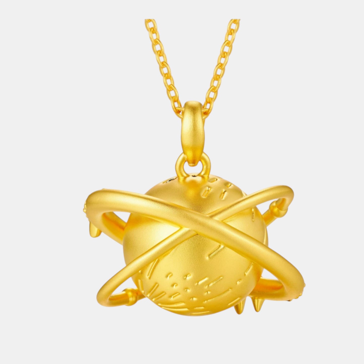24K Gold Moissanite Heart of Planet Pendant
