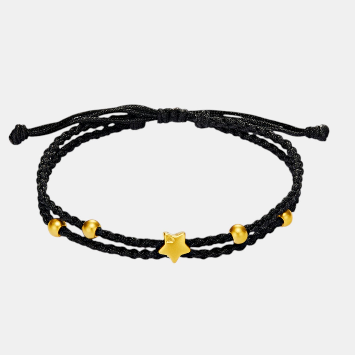 24K 999 Gold Mini Star Charm Beads Weaving Double Bracelet