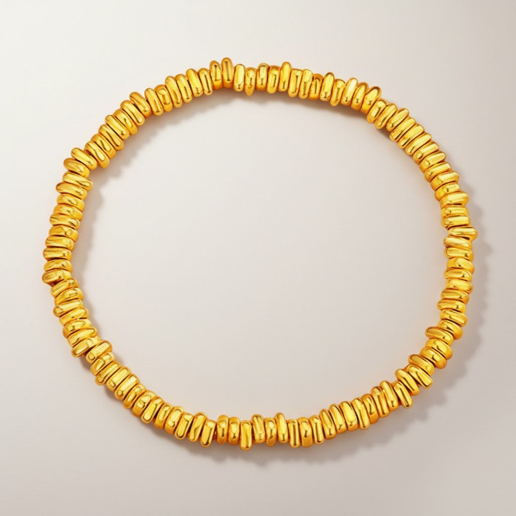 24k Fine 999 Gold Lucky Minimal Beads Elastic Cord Bracelet Gift Ideas