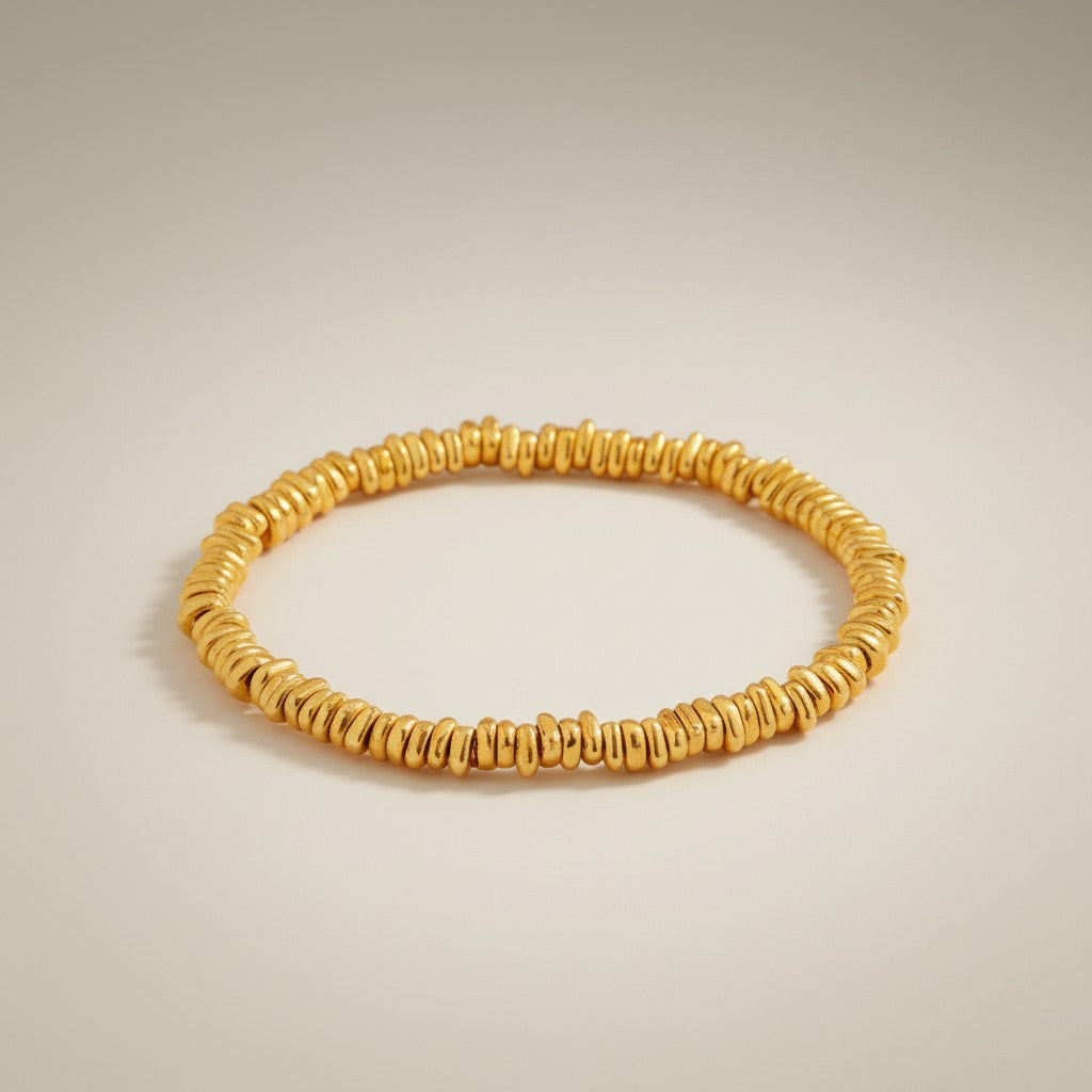 24k Fine 999 Gold Lucky Minimal Beads Elastic Cord Bracelet Gift Ideas