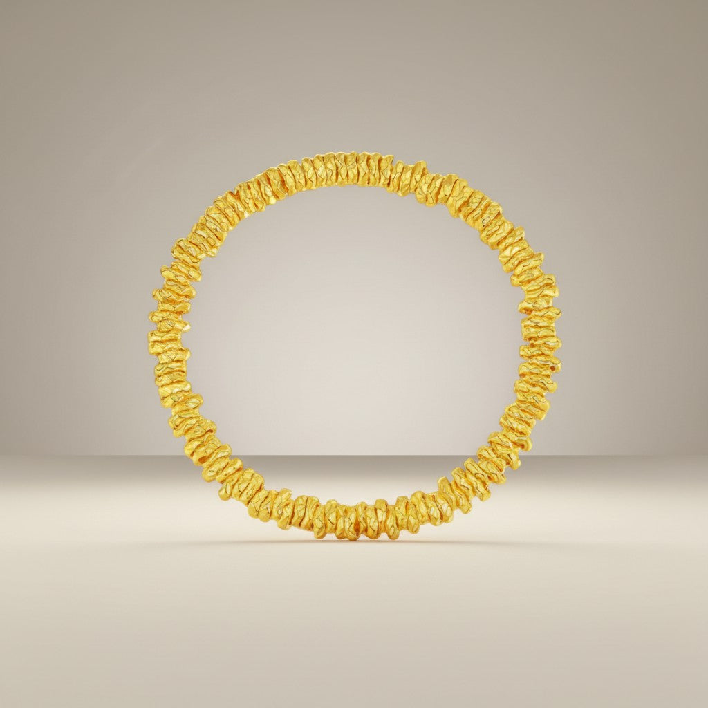 24K 999 5D Gold Abstract Minimal Irregular Beads Sparkling Bracelet