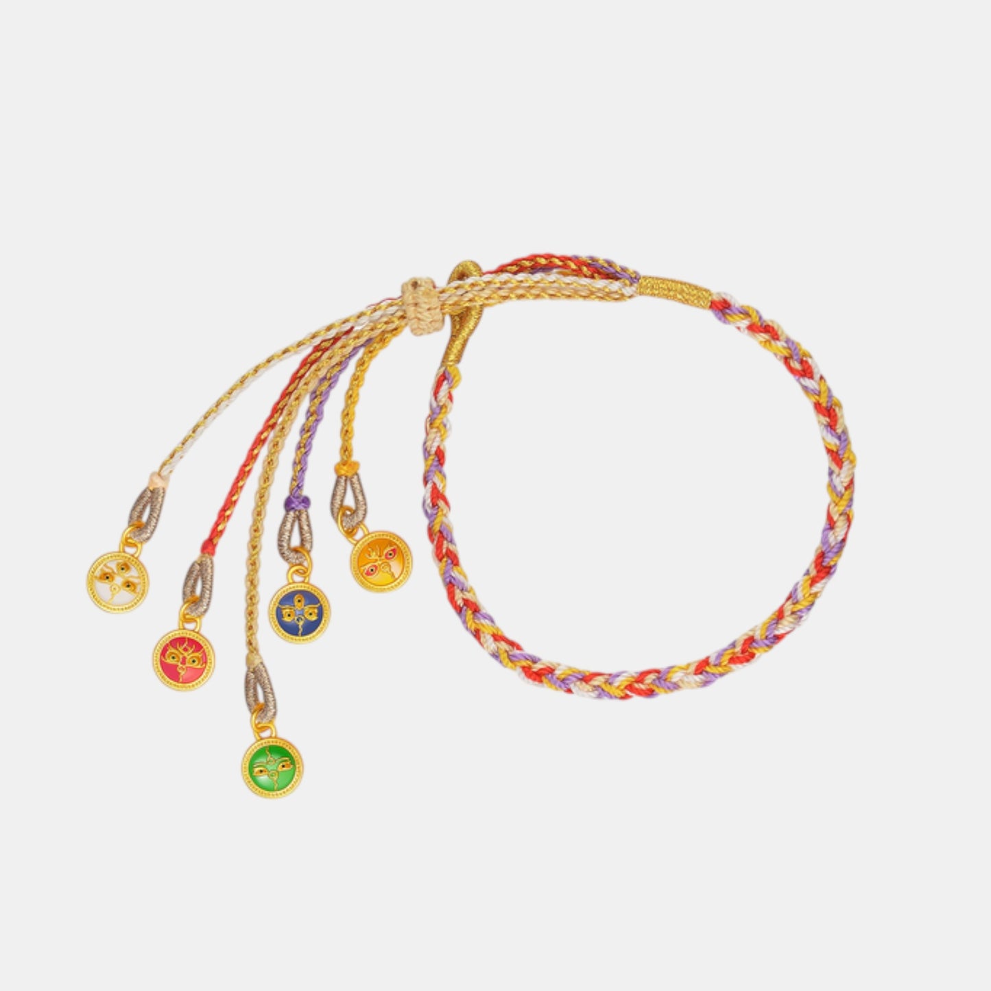 24K 999 Gold Lucky Five-Way Wealth God Cord Bracelet