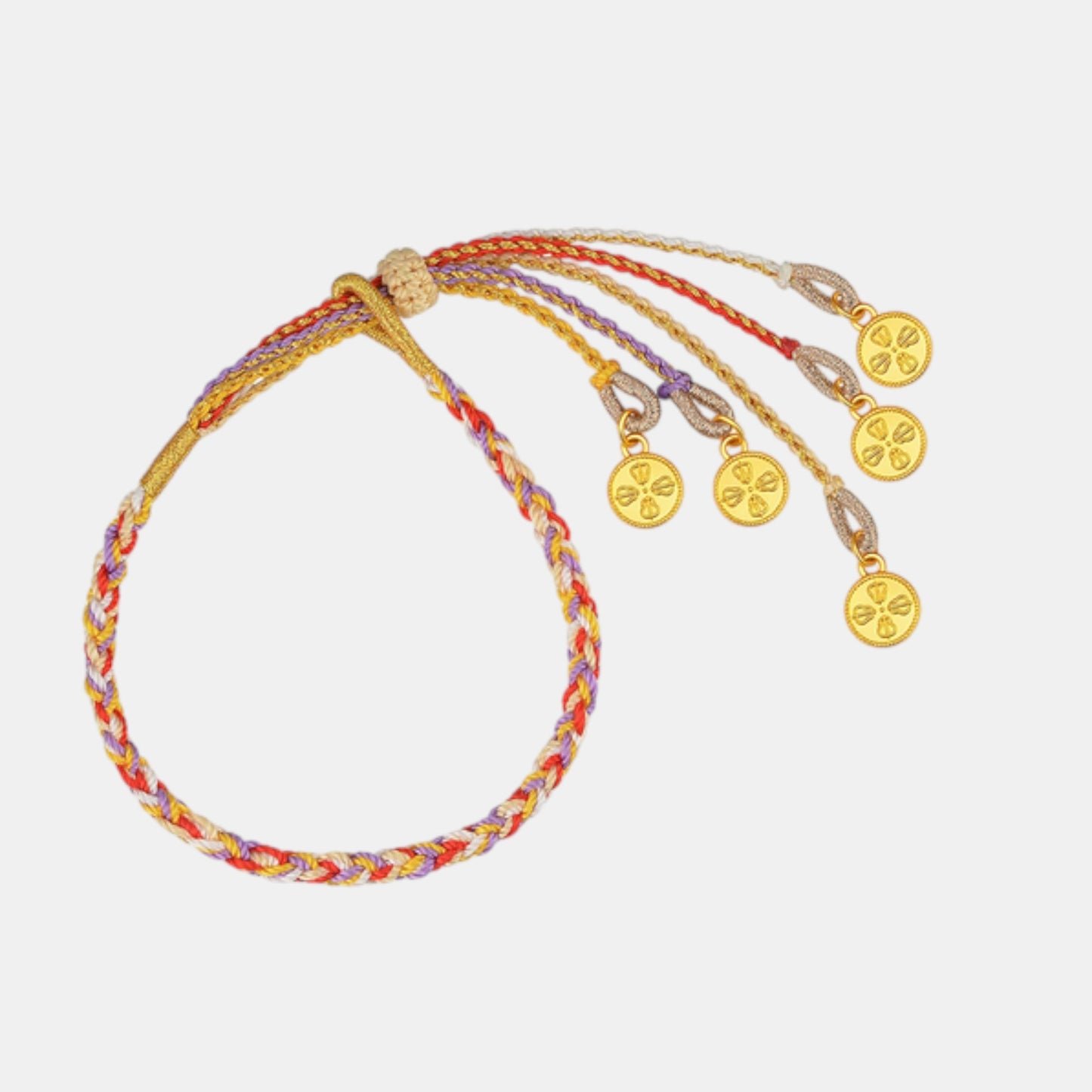 24K 999 Gold Lucky Five-Way Wealth God Cord Bracelet