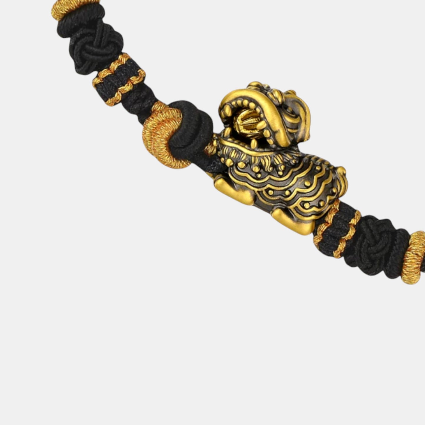 24K 999 Gold Lion Dance Charm Braided Trendy Feng Shui Wealth Protection Bracelet