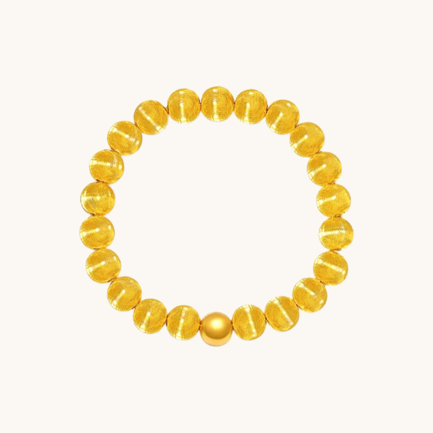 24K Gold Cat Eye Sparkling Round Beads Minimal Elastic Luxurious Bracelet