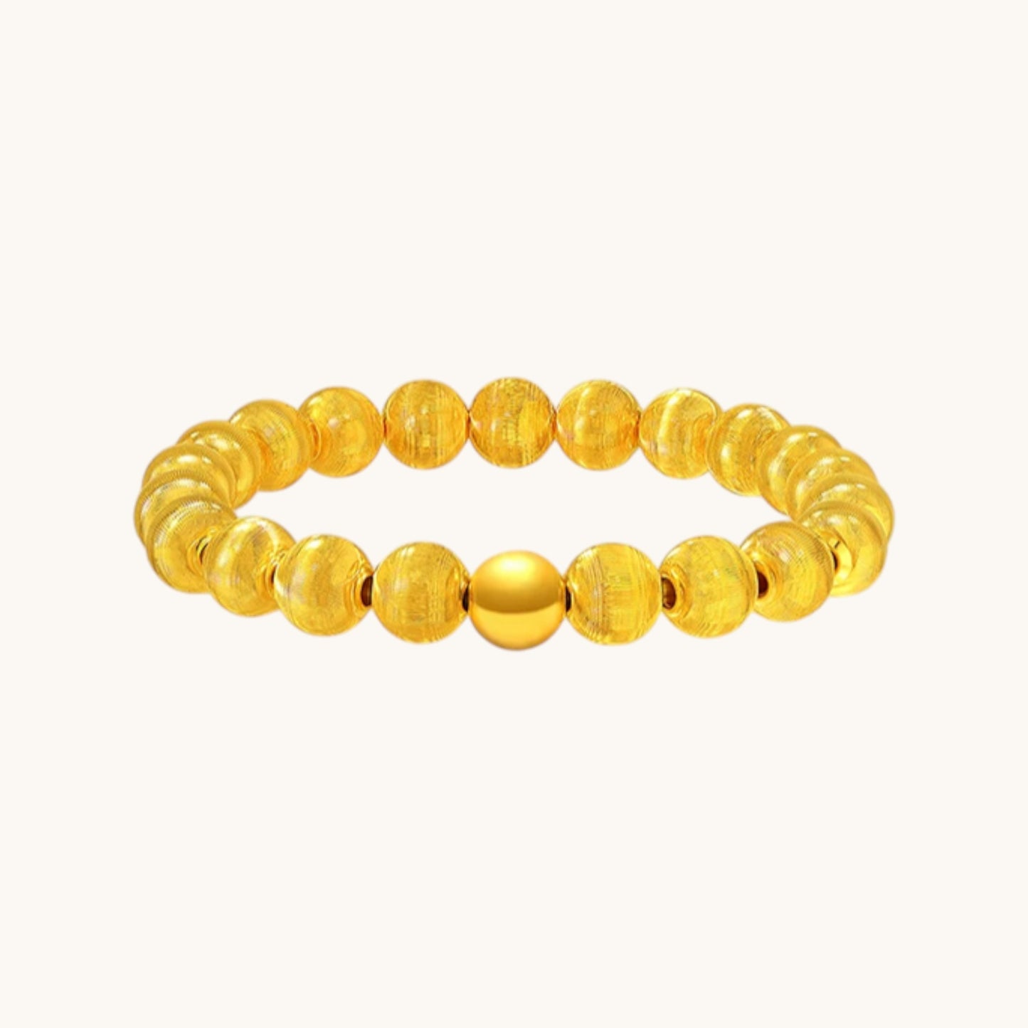 24K Gold Cat Eye Sparkling Round Beads Minimal Elastic Luxurious Bracelet