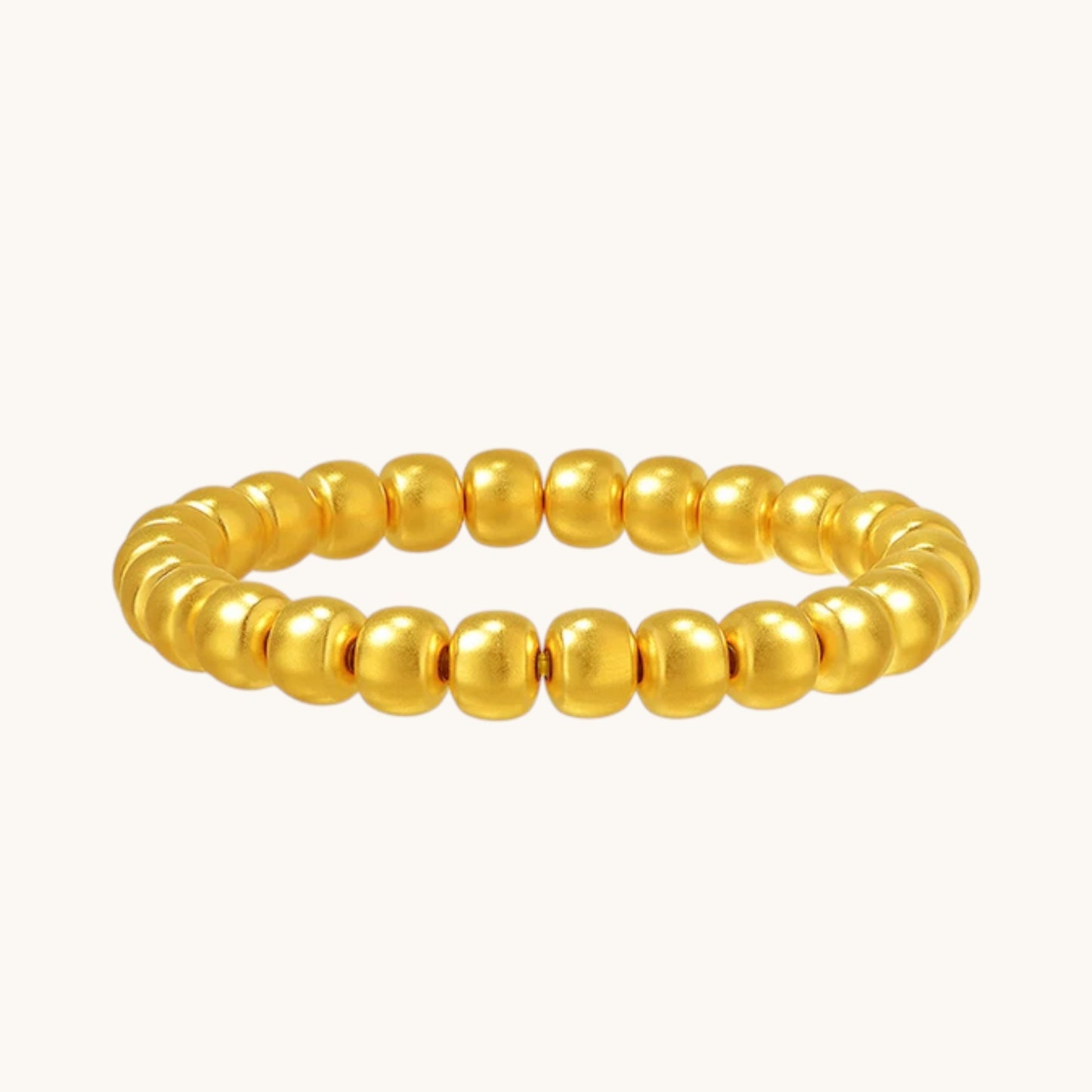 24K Gold Cat Eye Sparkling Round Beads Minimal Elastic Luxurious Bracelet