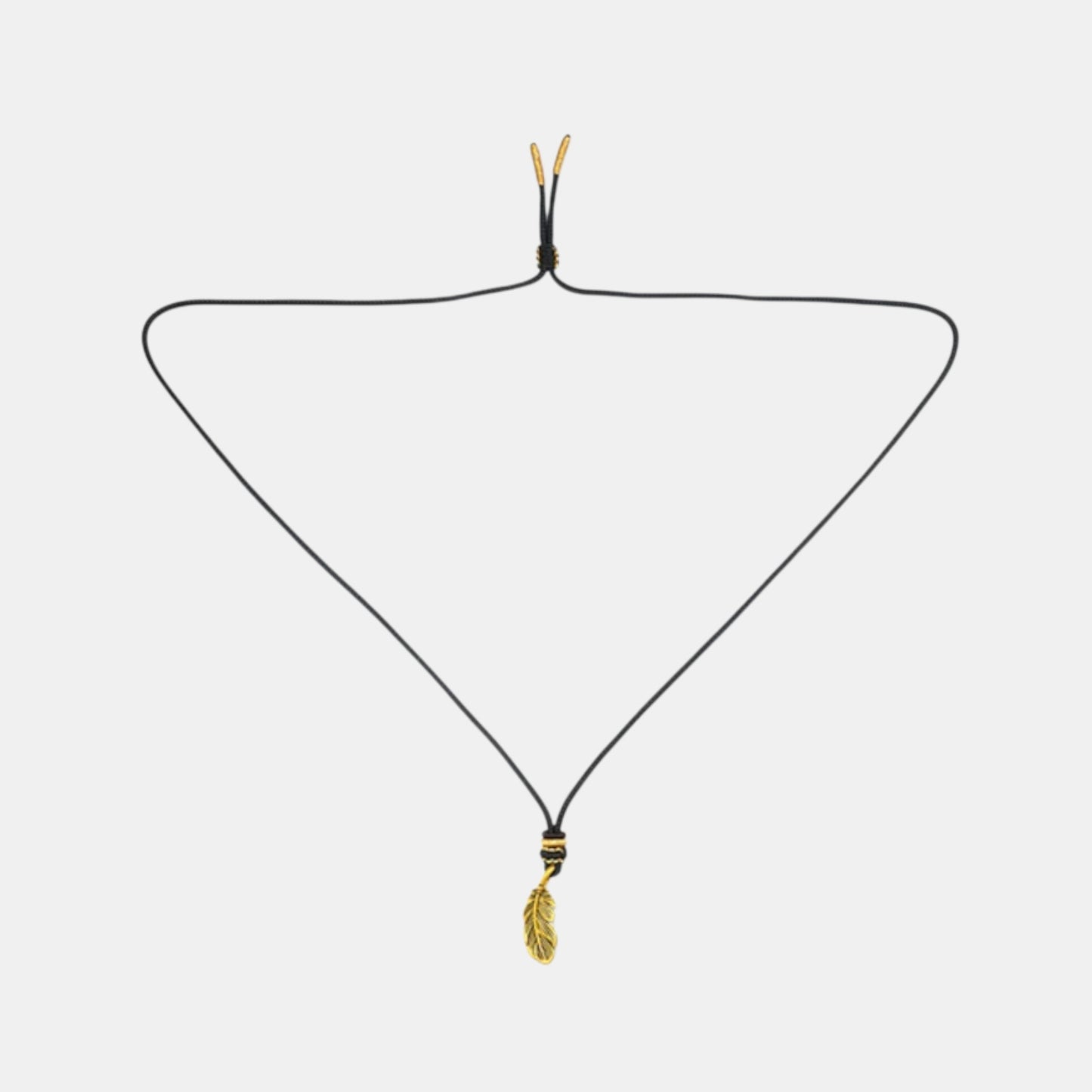 24K Gold Feather Lucky Pendant Detailed Good Fortune Braided Necklace