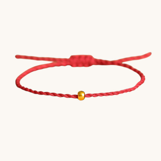 24K 999 Gold Minimal Minimalist bead Charm Adjustable Bracelet