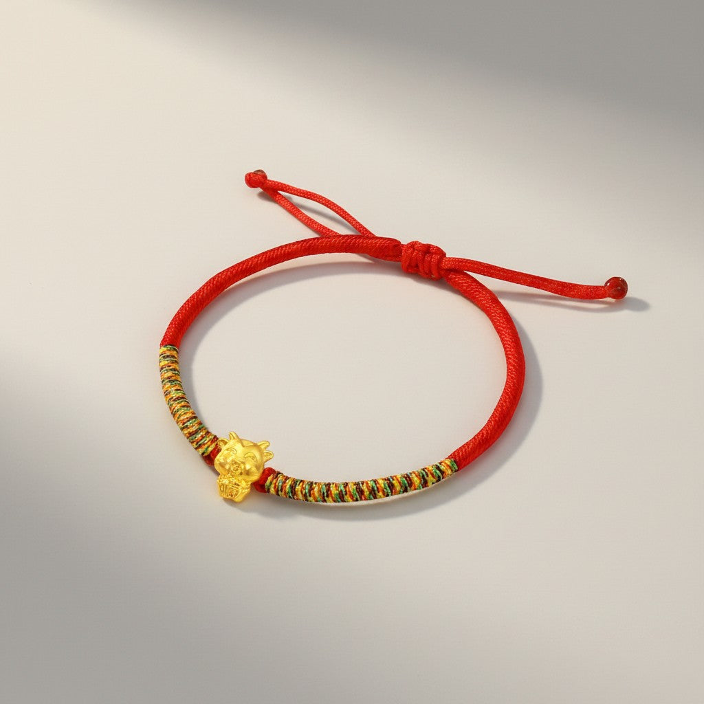 24K 999 Gold 12 Zodiac Animal Horse Dragon Weaving Braided Bracelet