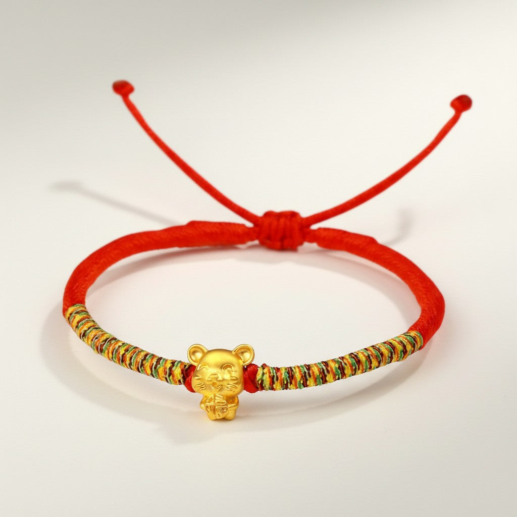 24K 999 Gold 12 Zodiac Animal Horse Dragon Weaving Braided Bracelet