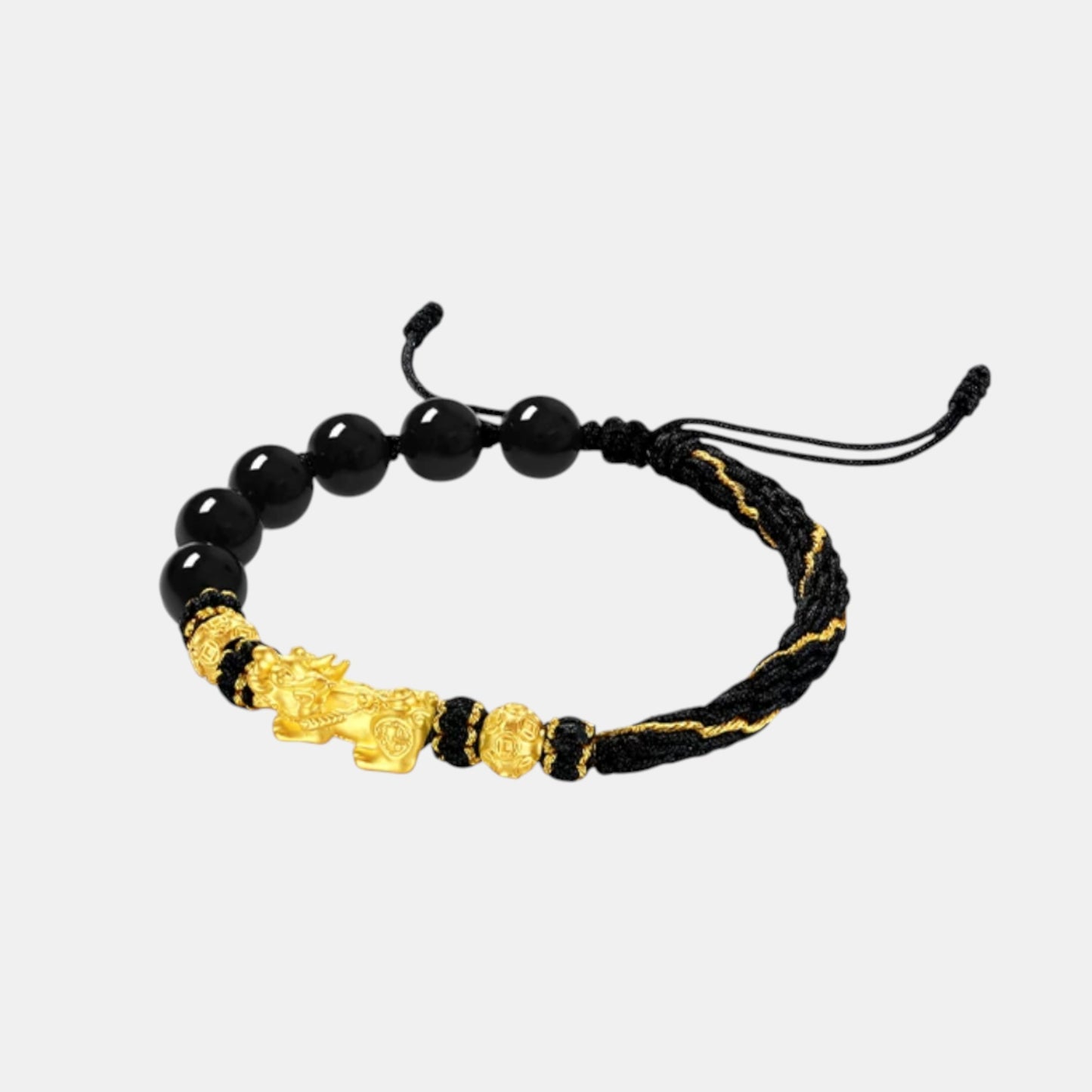 24K 999 Gold Pixiu Charm Braided Trendy Feng Shui Wealth Protection Bracelet
