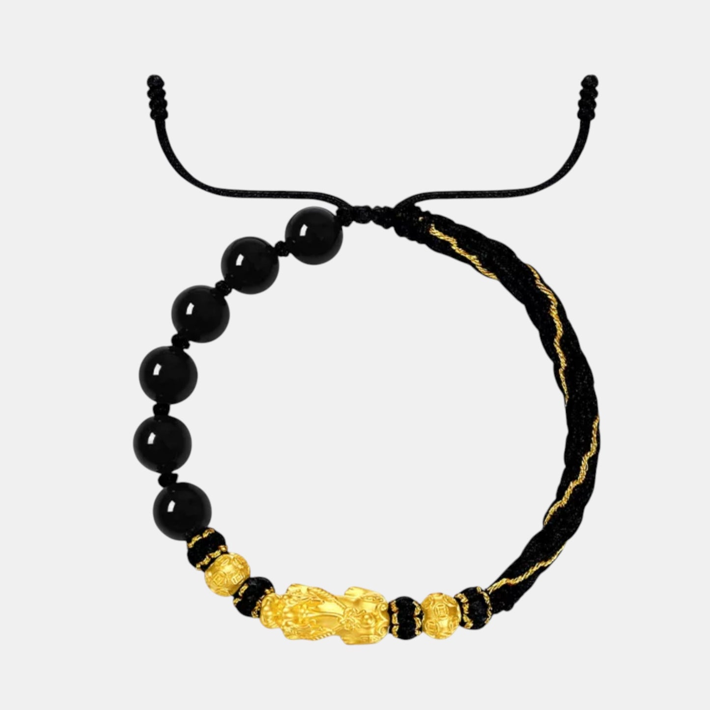 24K 999 Gold Pixiu Charm Braided Trendy Feng Shui Wealth Protection Bracelet