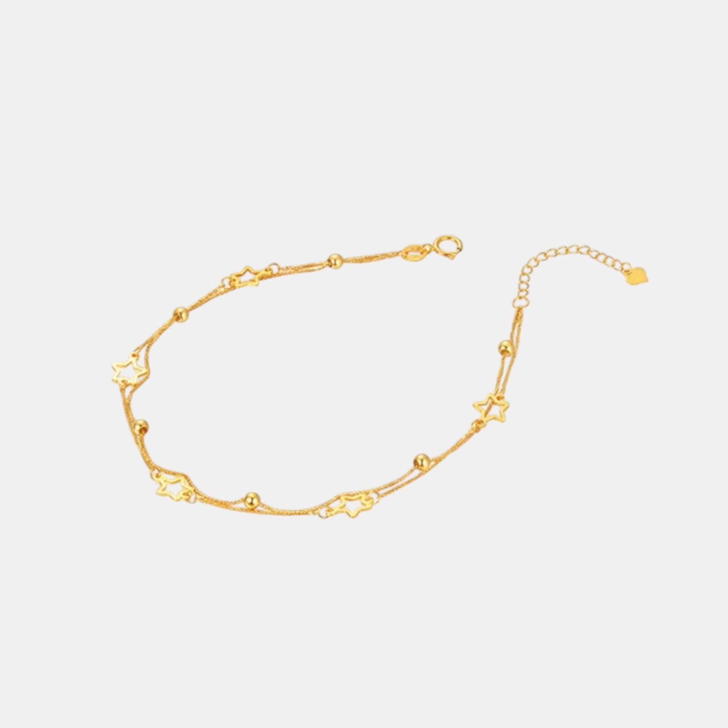 18K Gold Star Beads Charms Chain Double Layer Bracelet