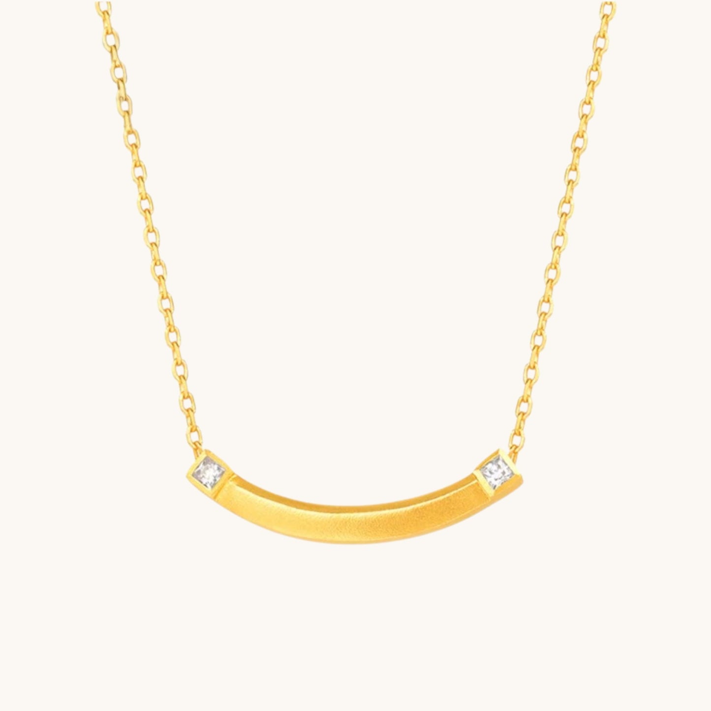 24k Gold Minimal Style Bar Moissanite Pendant Necklace