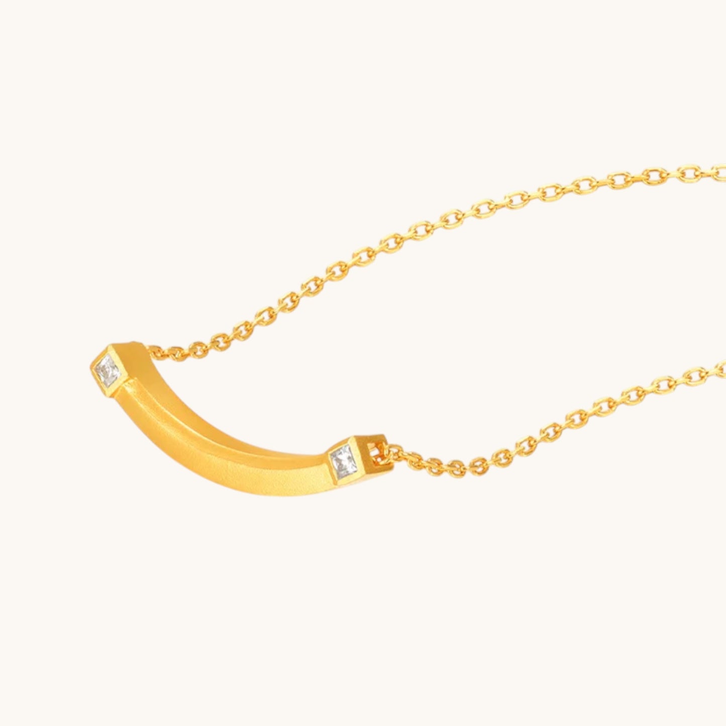 24k Gold Minimal Style Bar Moissanite Pendant Necklace