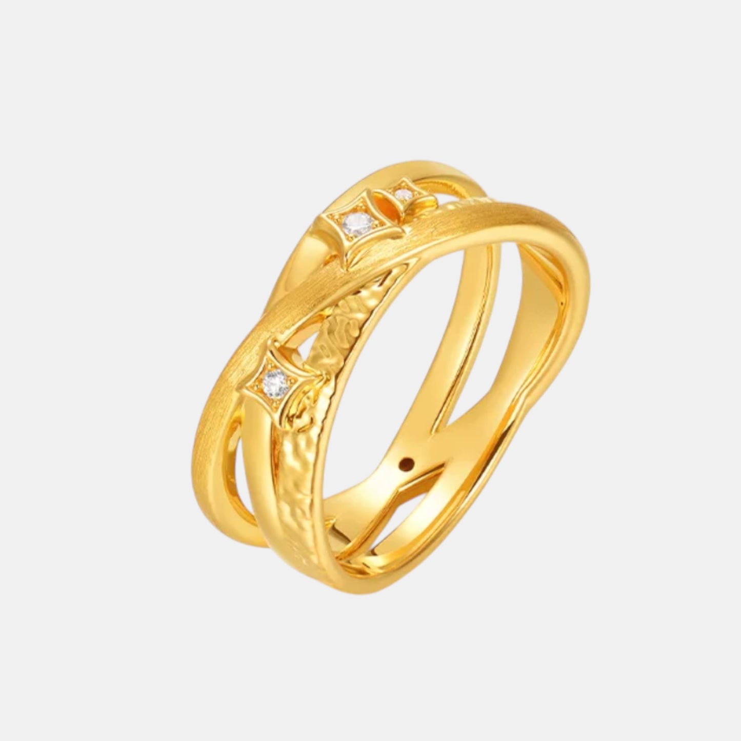 24k Pure Gold 5D Minimal Style Band Stacking Ring
