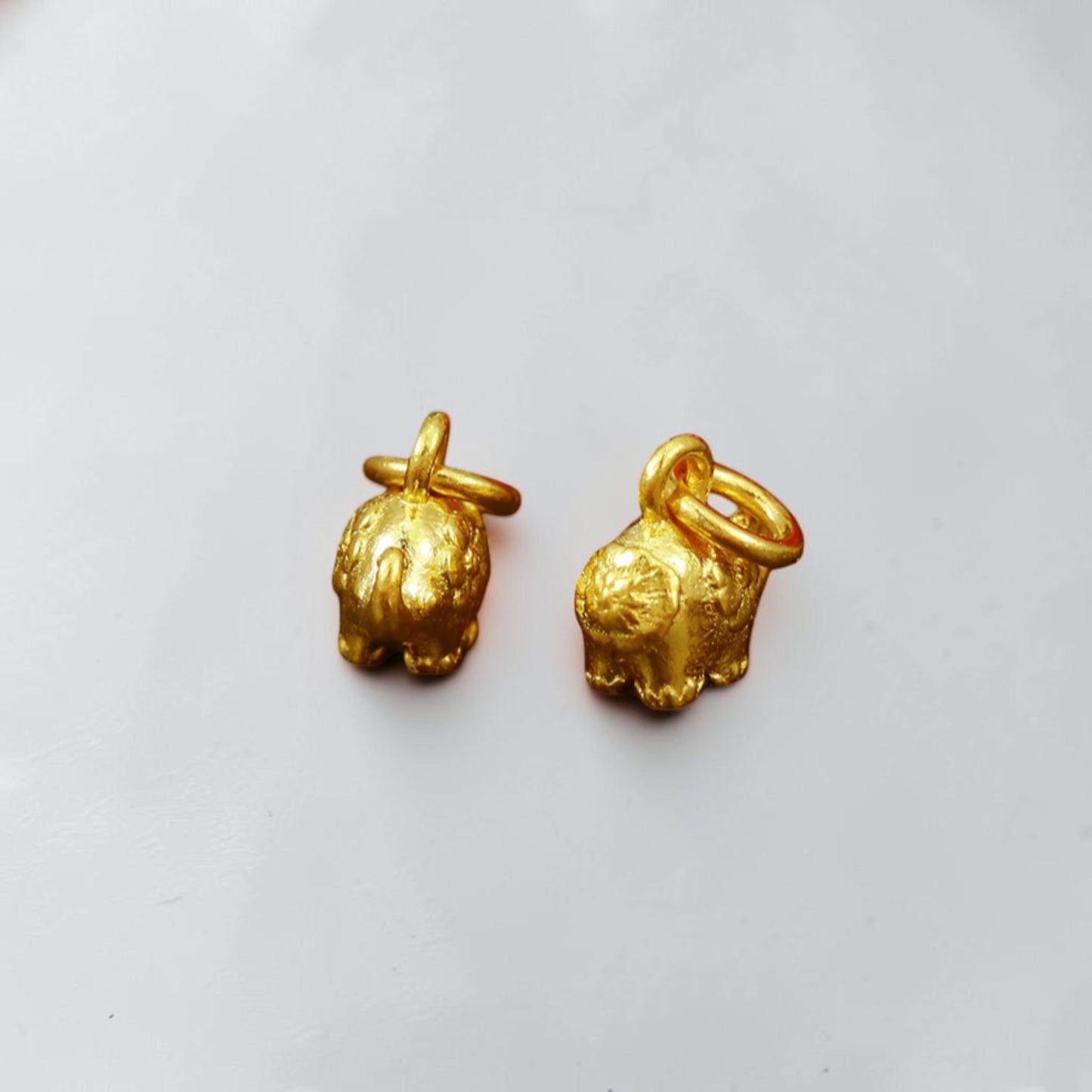 24K Pure Gold Hand-Chased D.I.Y Mini Elephant Auspiciousness Good Fortune Charm