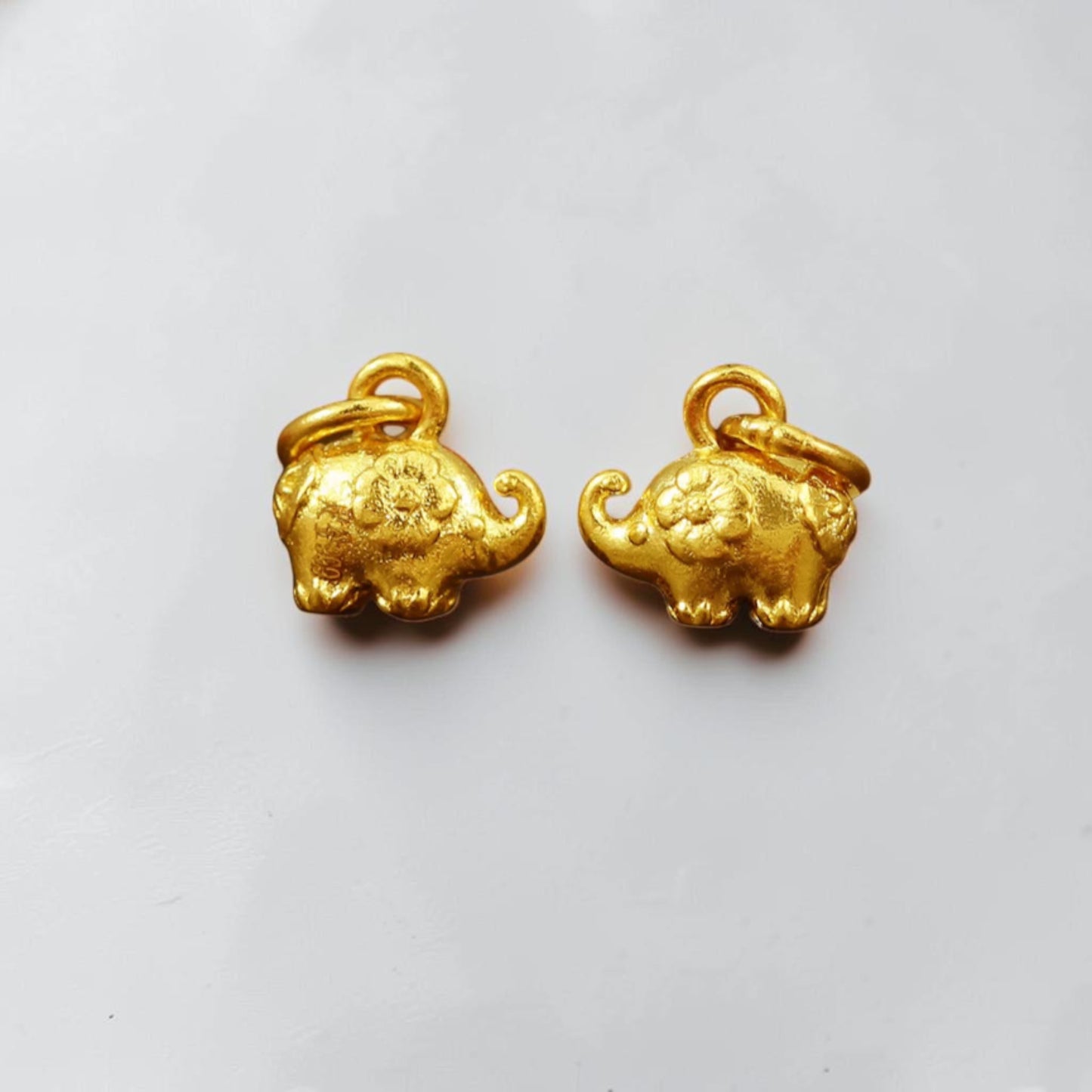 24K Pure Gold Hand-Chased D.I.Y Mini Elephant Auspiciousness Good Fortune Charm