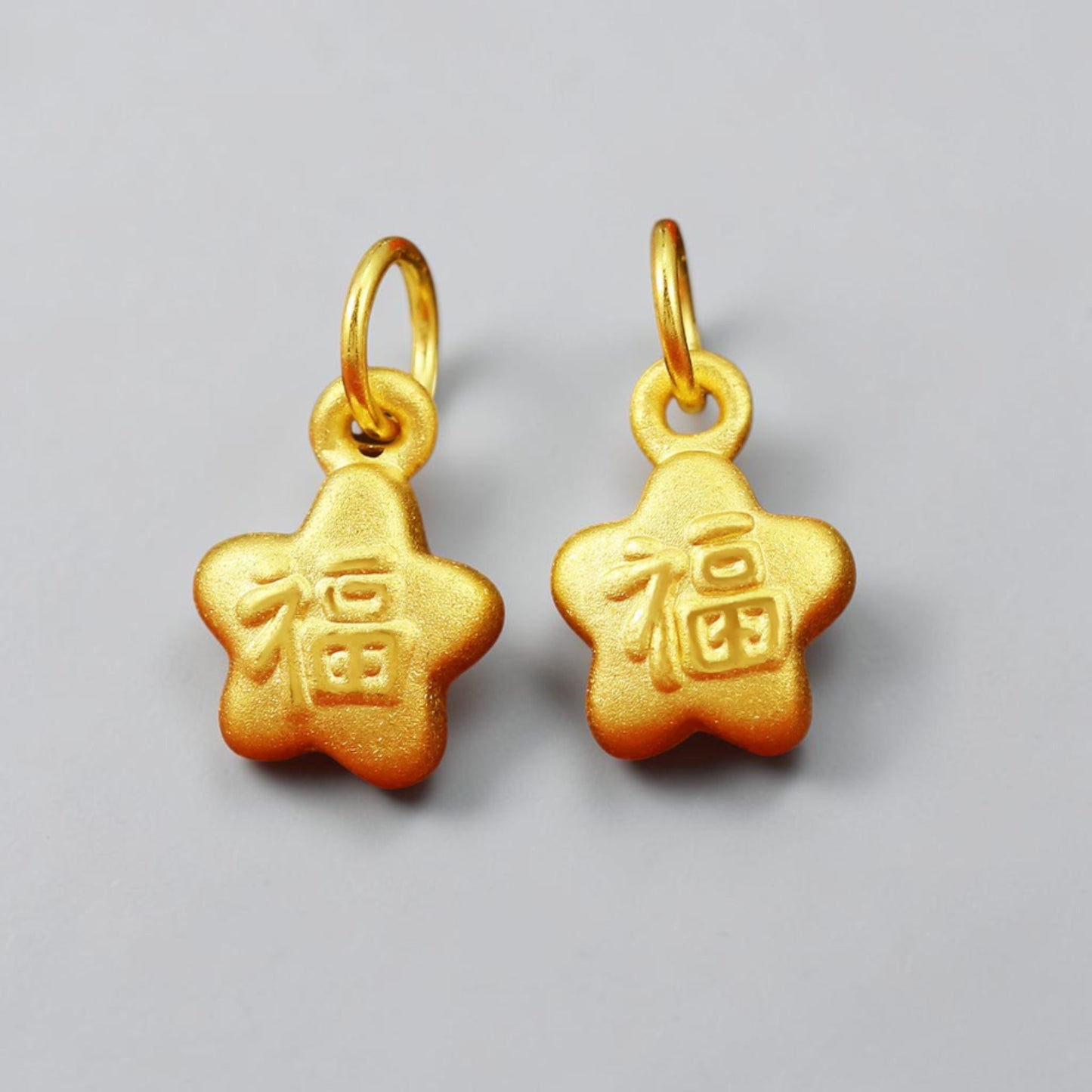 24K Pure Gold D.I.Y Mini Star Chinese Blessing Fu Good Fortune Charm