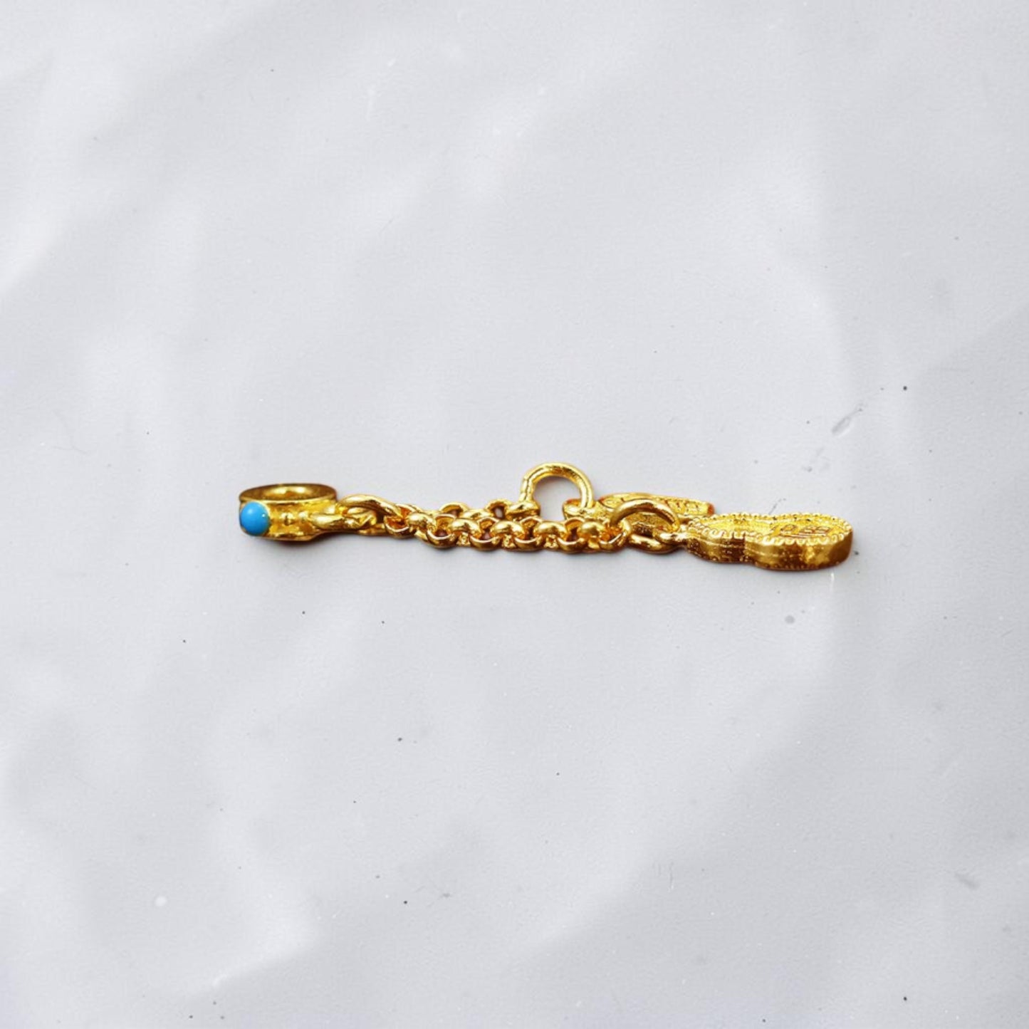 24K Solid 999 Gold Hand-Engraved Solid Lucky Gourd Tassel Dangle Charm
