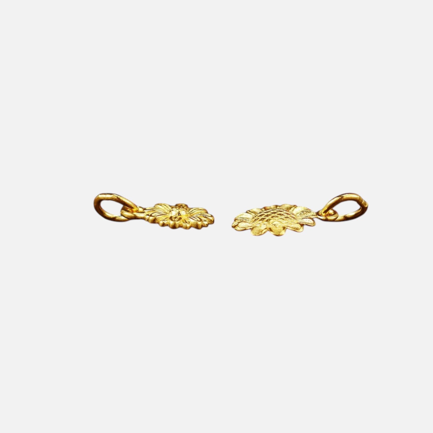 24K Solid 999 Gold Hand-Engraved Solid Mini Charm D.I.Y Sun Flower Daisy Charm