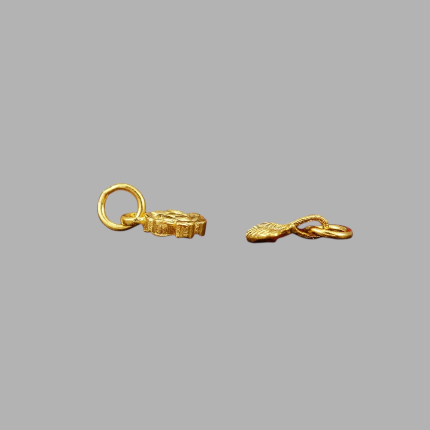 24K Solid 999 Gold Hand-Engraved Solid Mini Charm D.I.Y Lotus Ginkgo Flower
