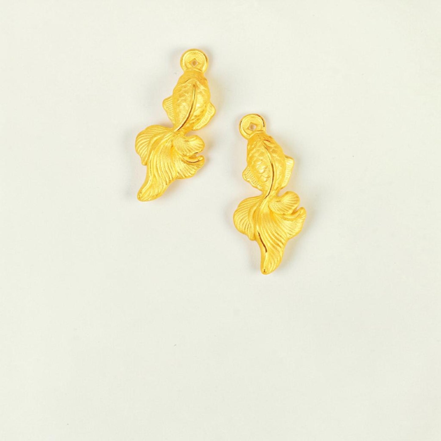 24K 999 Gold Mini Gold Fish Lucky Koi Charm D.I.Y Accessories