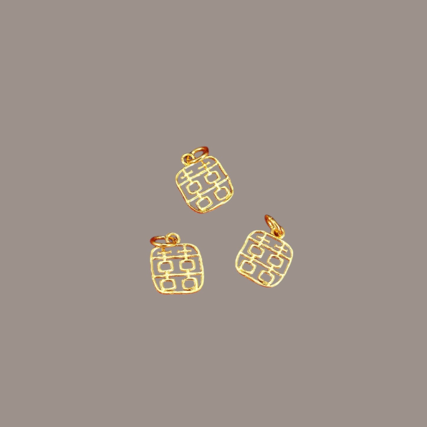 24K Solid 999 Gold Mini D.I.Y Double Happiness Dangle Charm Pendant Wedding & Marriage