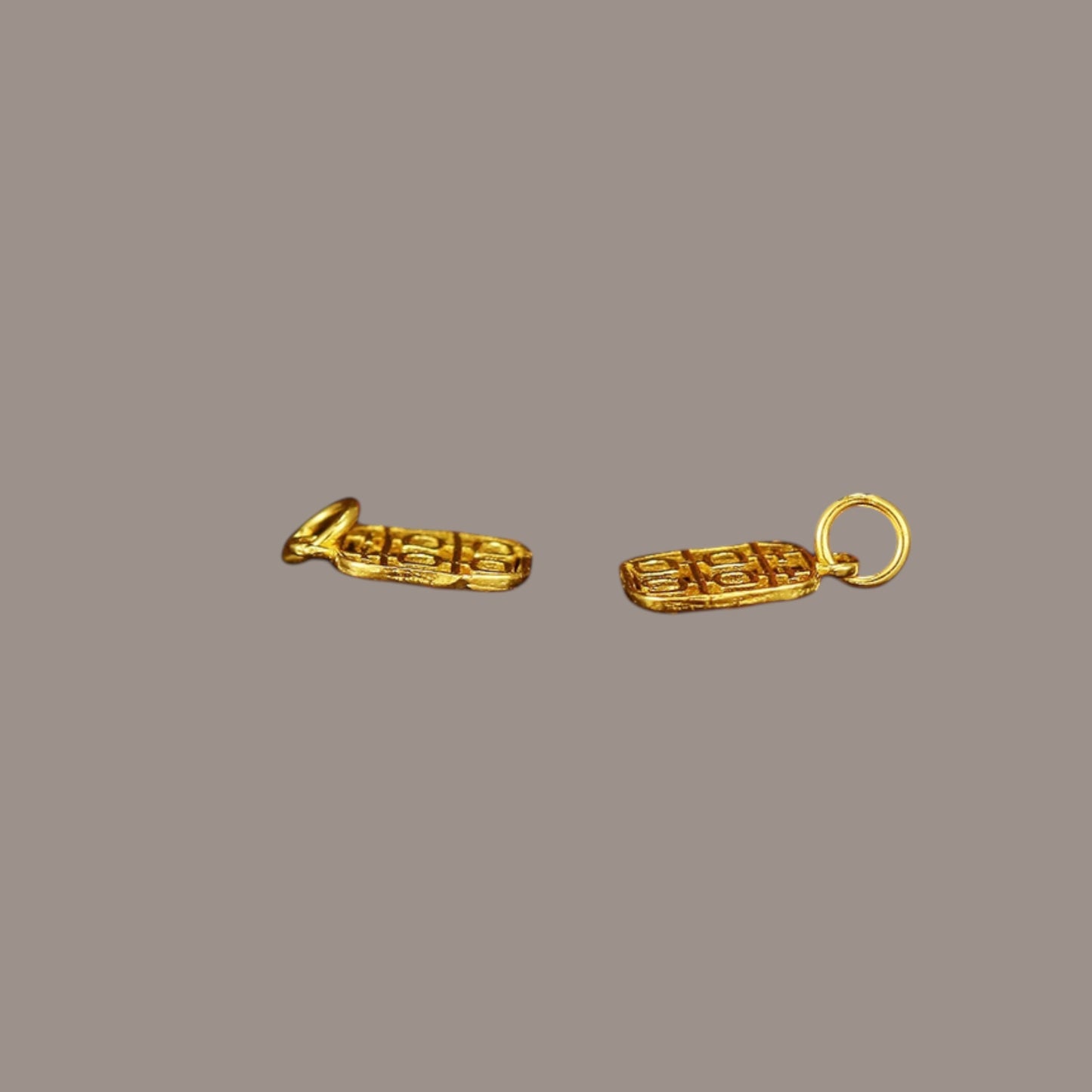 24K Solid 999 Gold Mini D.I.Y Double Happiness Dangle Charm Pendant Wedding & Marriage