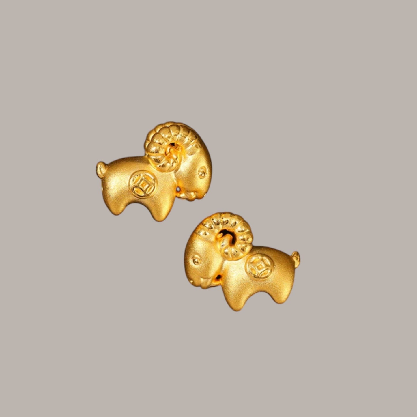 24K Hard 3D Gold Chinese Zodiac 2027 Year of Goat Charm Pendant