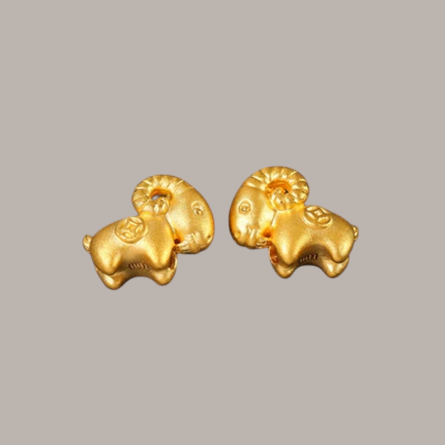 24K Hard 3D Gold Chinese Zodiac 2027 Year of Goat Charm Pendant
