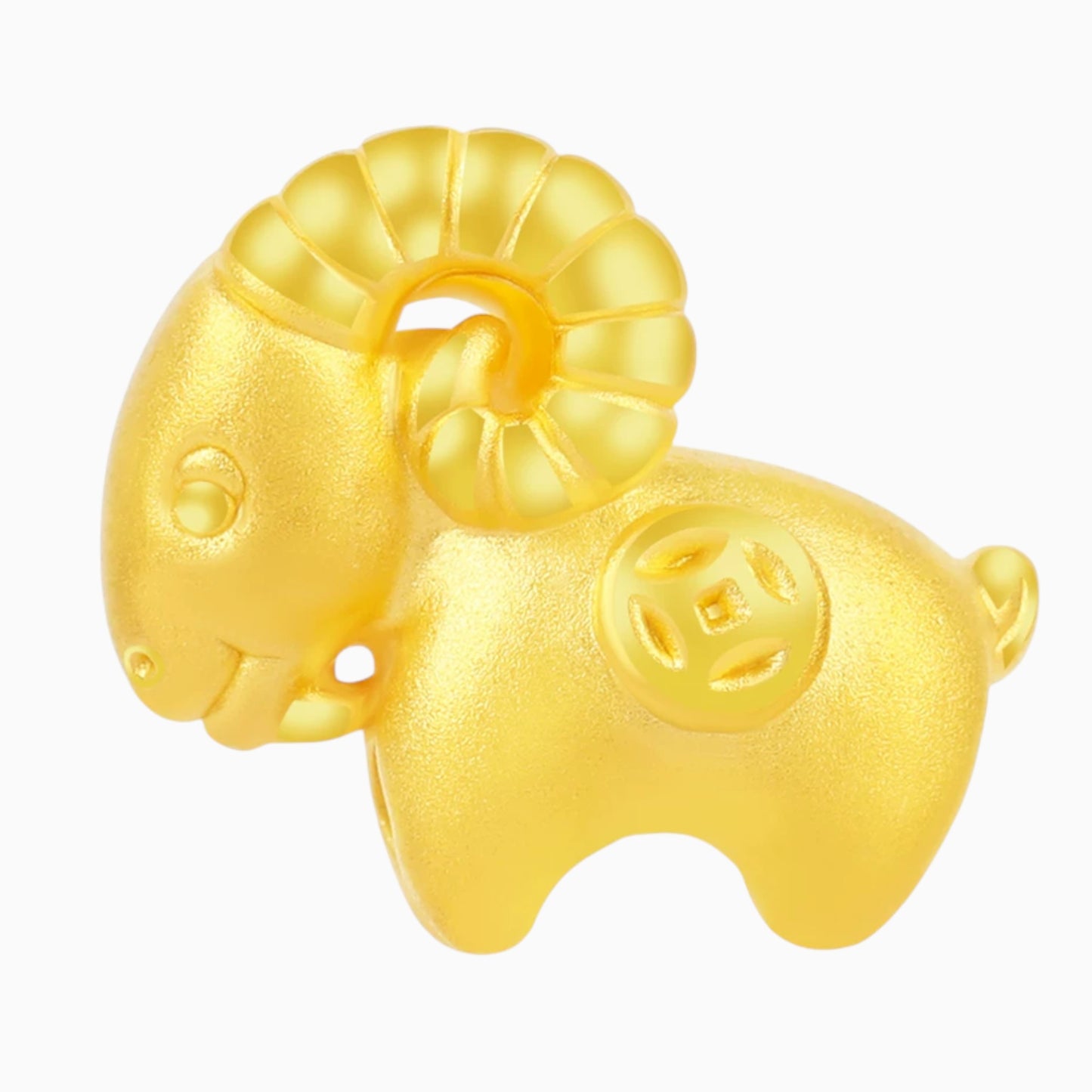 24K Hard 3D Gold Chinese Zodiac 2027 Year of Goat Charm Pendant