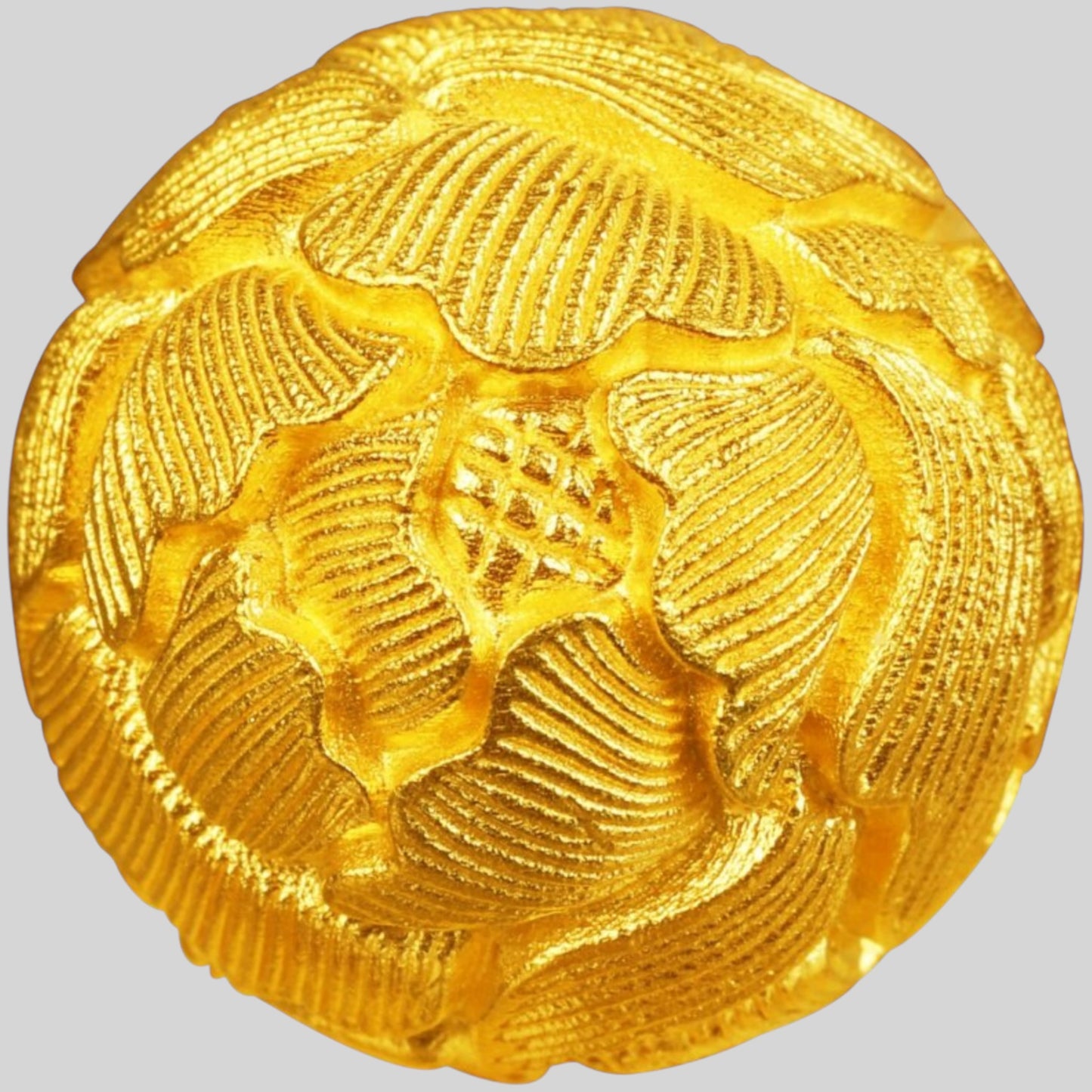 24K 999 Solid Gold Peony Flower Spacer Round Beads D.I.Y Charm