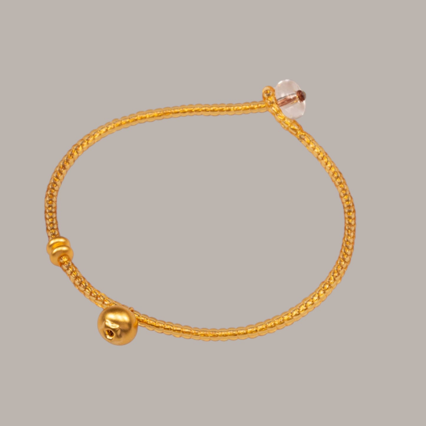 24k Fine 999 Gold Fortune Blueberry Charm Glazed Crystal Beads Bracelet