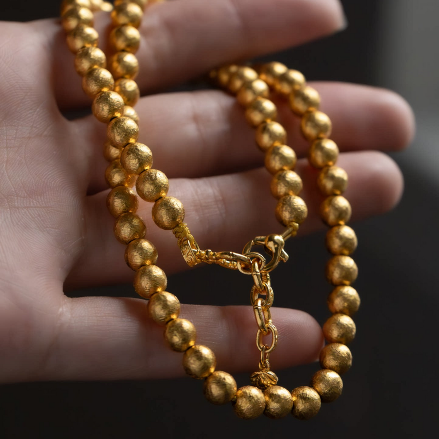 24K Fine 999 Gold Minimal Minimalist Beads Necklace and Bracelet