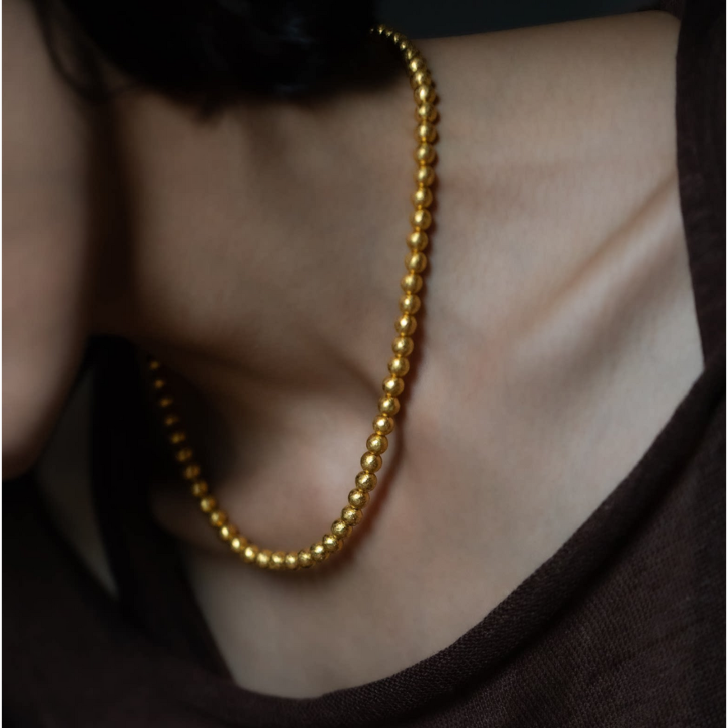 24K Fine 999 Gold Minimal Minimalist Beads Necklace and Bracelet