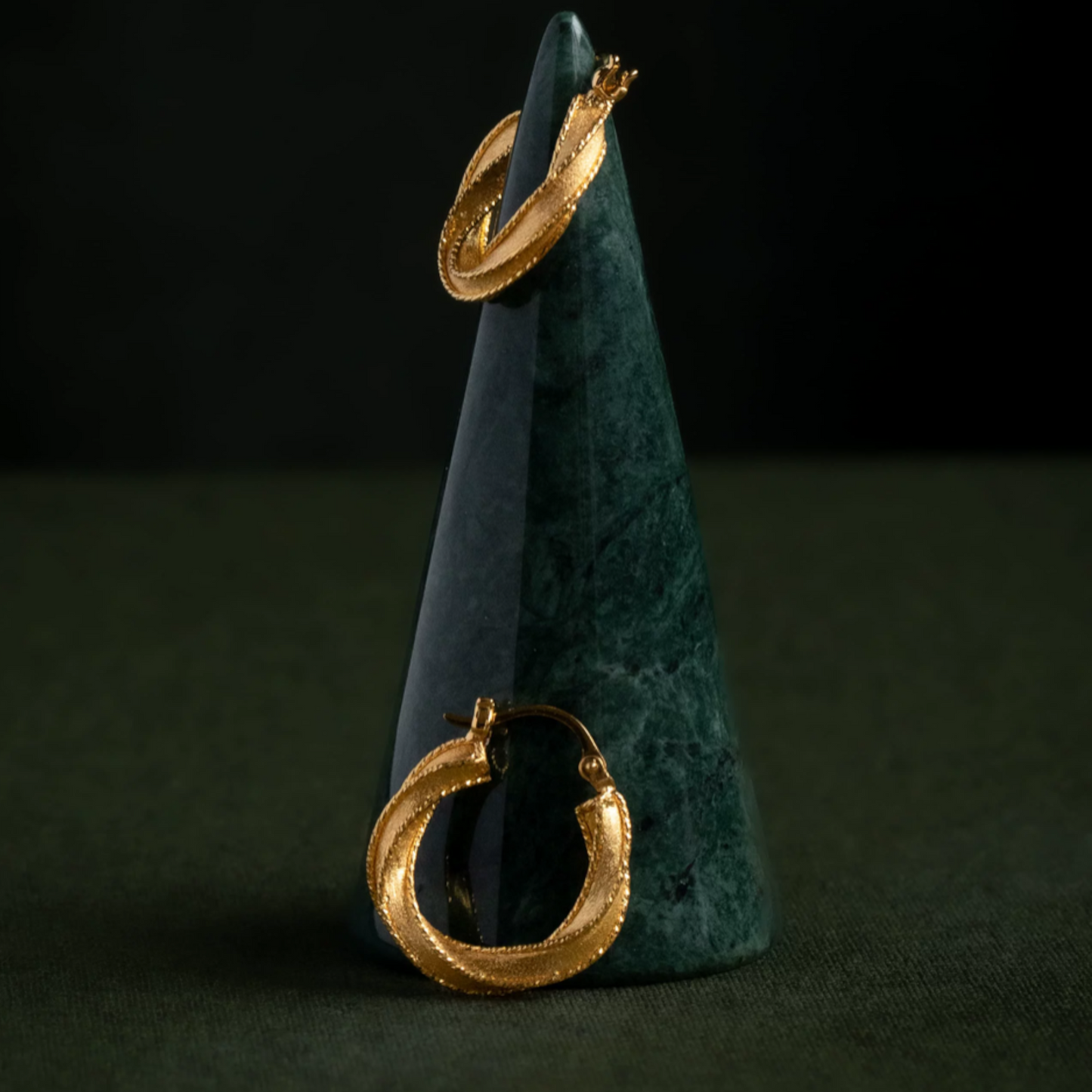 24K 999 Pure Gold Twisted Möbius Hoop Earrings