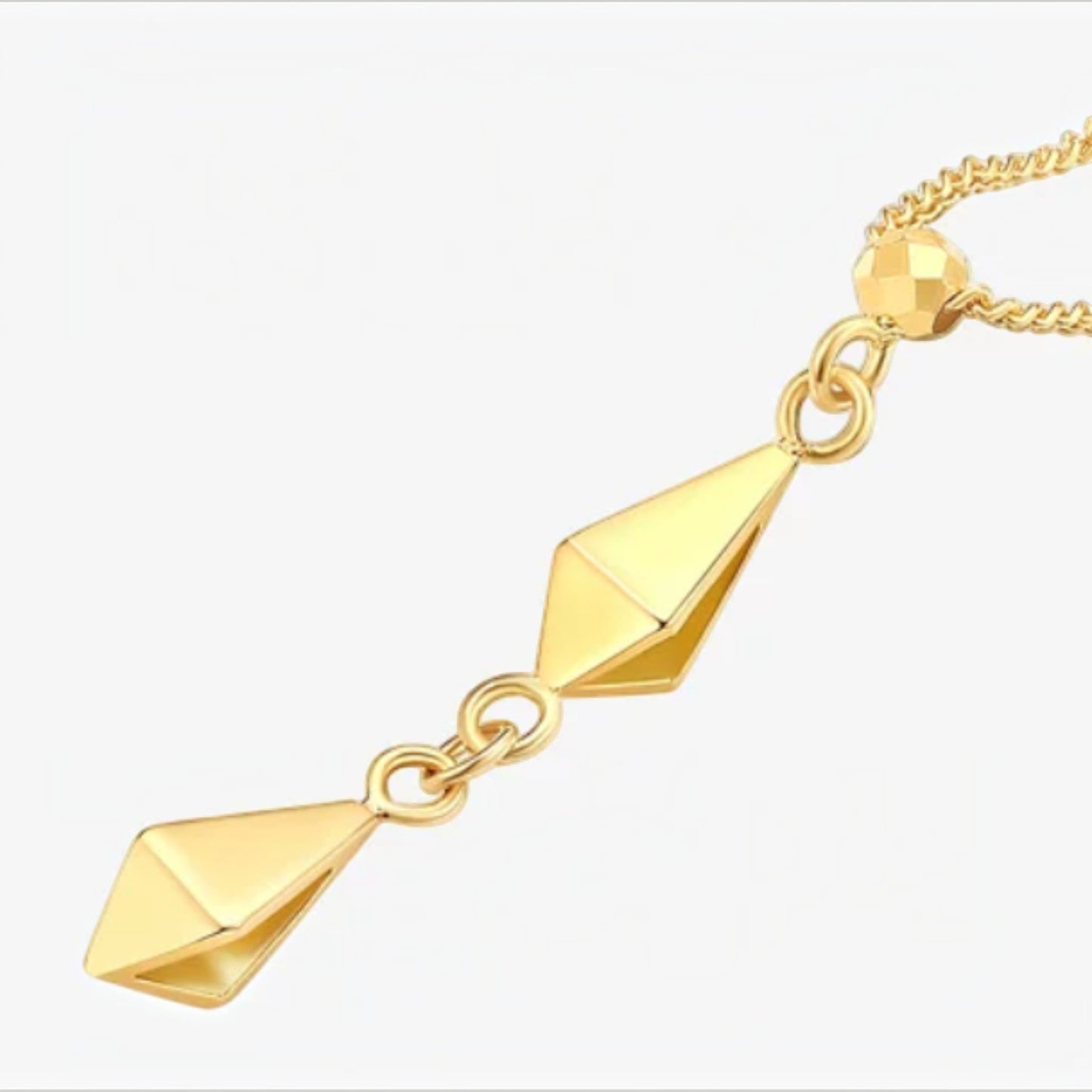 18K Gold Diamond-Shaped Tassel Minimalist Versatile Chain Pendant Necklace